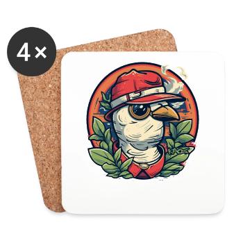 La mascotte de casquette de baseball Jungle Dove - Dessous de verre (lot de 4) - blanc - Devant