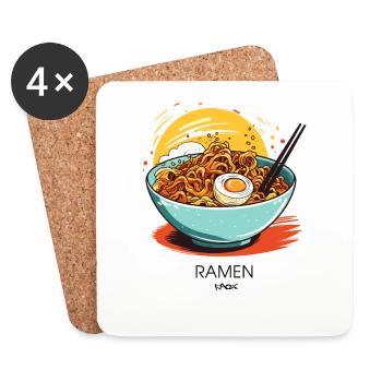 Schale mit Ei Nudeln und Ramen - Untersetzer (4er-Set) - Weiß - Vorne