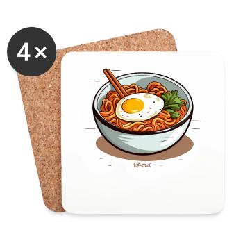 Easy Noodles and Fried Egg Ramen - Coasters (set of 4) - white - Front