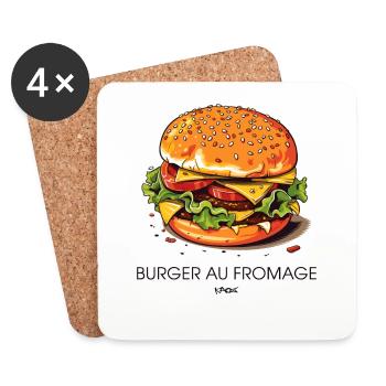 Käseburger mit französischem Käse Burger - Untersetzer (4er-Set) - Weiß - Vorne