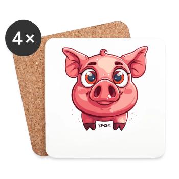Baby Sow Pig Piggy - Coasters (set of 4) - white - Front