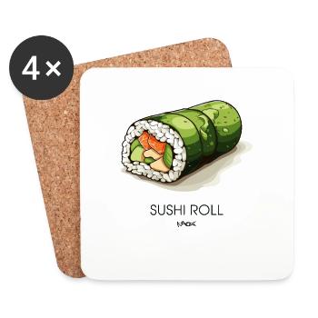 Rouleau de sushi aux algues vertes - Dessous de verre (lot de 4) - blanc - Devant