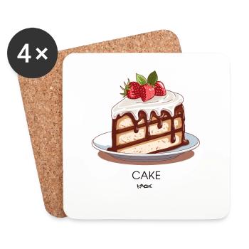 Un morceau de gâteau, gâteau aux fraises - Dessous de verre (lot de 4) - blanc - Devant