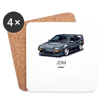 Grey 90's JDM Sports Car - Coasters (set of 4) - white - Front