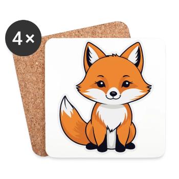 Fox Illustration - Coasters (set of 4) - white - Front