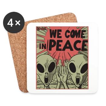 Vintage Alien Invasion in Frieden - Untersetzer (4er-Set) - Weiß - Vorne