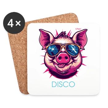 Disco Schwein - Untersetzer (4er-Set) - Weiß - Vorne