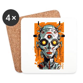 Cyborg Kerl: Science-Fiction Zukunft - Untersetzer (4er-Set) - Weiß - Vorne