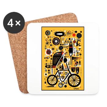 Verspielte Hieroglyphen Fahrrad und Radfahren - Untersetzer (4er-Set) - Weiß - Vorne
