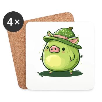 Cute funny avocado pig - Coasters (set of 4) - white - Front