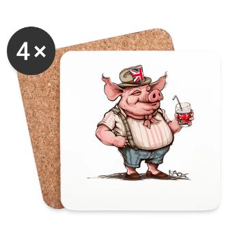 Great Britain Holiday, UK Barry63 Pig - Coasters (set of 4) - white - Front