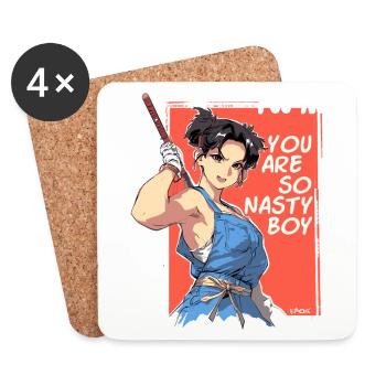 Vous êtes méchant! Fille anime avec bâton - Dessous de verre (lot de 4) - blanc - Devant