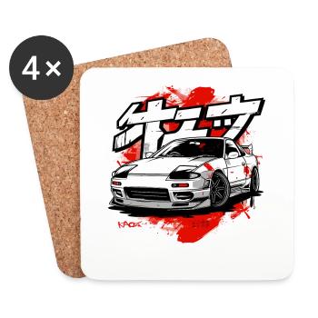 JDM Sport Voiture De Course Anime Dessin Animé Street Racer - Dessous de verre (lot de 4) - blanc - Devant