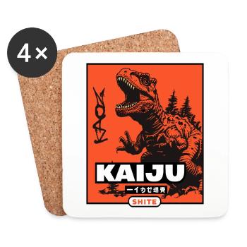 Kaiju Kacke, Dinosaurier-Dino - Untersetzer (4er-Set) - Weiß - Vorne