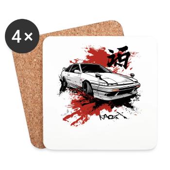 JDM Auto Sport Rennsport Anime Street Racer - Untersetzer (4er-Set) - Weiß - Vorne