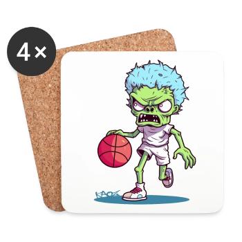 Funny Candy Colors Zombie Basketball Player - Coasters (set of 4) - white - Front