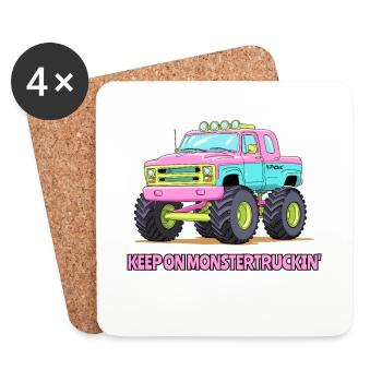Continuez sur Monster Truckin', Candy Monster Truck - Dessous de verre (lot de 4) - blanc - Devant