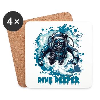 Dive Deeper: Scuba Diver - Coasters (set of 4) - white - Front
