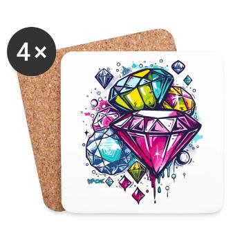 Croquis de diamants, rubis et bijoux - Dessous de verre (lot de 4) - blanc - Devant