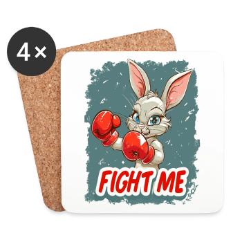 Fight With Me: Boxing Gloves, Boxer Bunny and Boxing - Coasters (set of 4) - white - Front