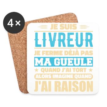 Je Suis Livreur Je Ferme Déjà Pas Ma Gueule Humour - Dessous de verre (lot de 4) - blanc - Devant