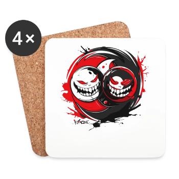 Anti Yin Yang's Horror Faces - Coasters (set of 4) - white - Front
