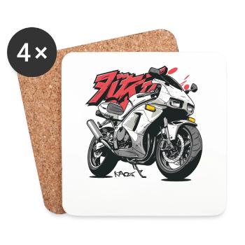 Super cooles japanisches Anime-Renn-Motorrad - Untersetzer (4er-Set) - Weiß - Vorne