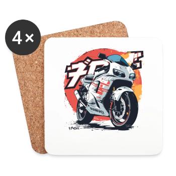 Super Japan Sport Moto de course - Dessous de verre (lot de 4) - blanc - Devant