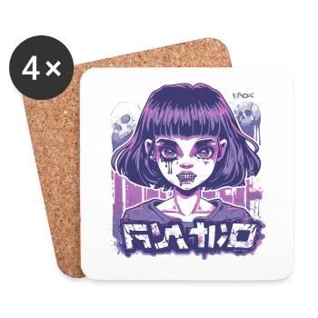 Manga, Anime, Fille, Fantômes japonais, Démons - Dessous de verre (lot de 4) - blanc - Devant