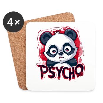 Cute Cartoon Psycho Panda - Coasters (set of 4) - white - Front