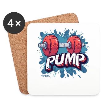 Bodybuilding Muscle Dumbbell Pumps - Coasters (set of 4) - white - Front
