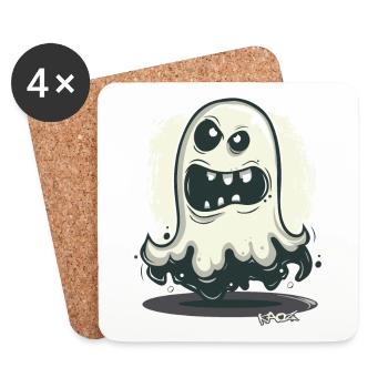 Fantôme sombre, sinistre, fou et drôle - Dessous de verre (lot de 4) - blanc - Devant