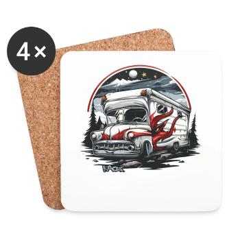 Démon diabolique de Satan dans le camping camping-car - Dessous de verre (lot de 4) - blanc - Devant
