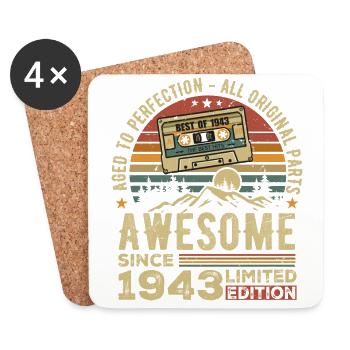Vintage 1943 Birthday Gift | Born in 1943 - Coasters (set of 4) - white - Front
