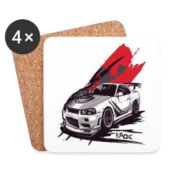 Super Cool and Impressive JDM Muscle Car - Coasters (set of 4) - white - Front