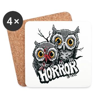 Ein paar Cartoon-Horror-Eulen mit großen Augen - Untersetzer (4er-Set) - Weiß - Vorne