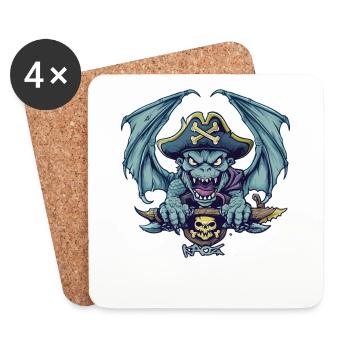 Powerful Gargoyle Monster Pirate - Coasters (set of 4) - white - Front