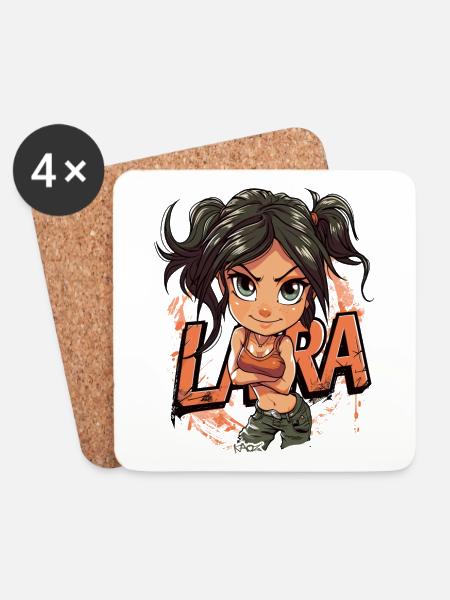 Lara, die Abenteurerin: Abenteuer Anime Mädchen - Untersetzer (4er-Set) - Weiß
