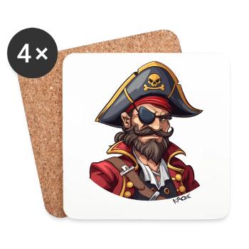 Attractive Middle Age Cartoon Pirate - Coasters (set of 4) - white - Front