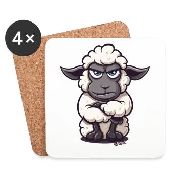 La mauvaise humeur et le fait d’être offensé par les moutons - Dessous de verre (lot de 4) - blanc - Devant