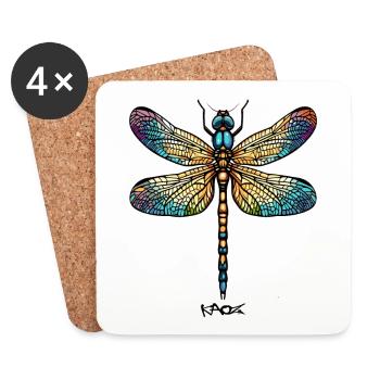 A colorful dragonfly - Coasters (set of 4) - white - Front