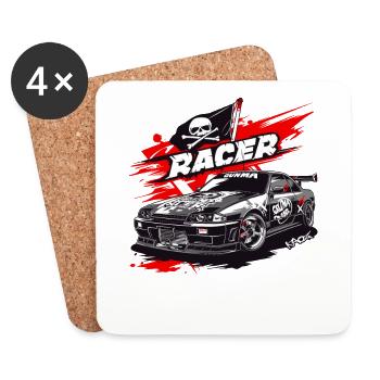 Japan Tokyo Gunma JDM Street Race Auto Pirat - Untersetzer (4er-Set) - Weiß - Vorne