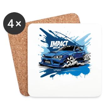Japan D Initial Impact Blue JDM Street Racer Auto - Untersetzer (4er-Set) - Weiß - Vorne