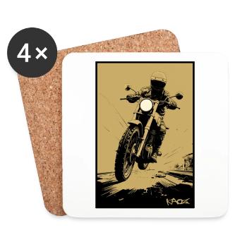 Moto Oldschool Retro Biker - Dessous de verre (lot de 4) - blanc - Devant