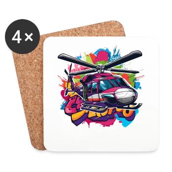 A colorful graffiti helicopter - Coasters (set of 4) - white - Front