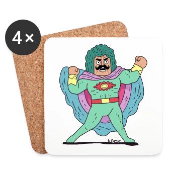Moustache mexicaine Luchador Lutteur - Dessous de verre (lot de 4) - blanc - Devant