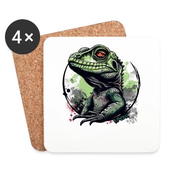 Water dragon lizard, a water dragon - Coasters (set of 4) - white - Front