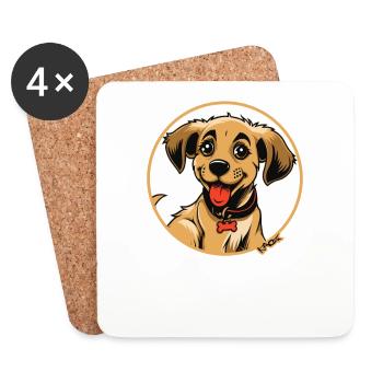 Mignon petit chiot chien - Dessous de verre (lot de 4) - blanc - Devant