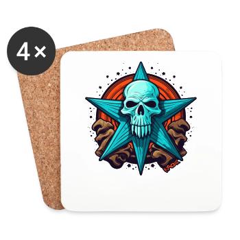 Großer Stern undTotenkopf - Untersetzer (4er-Set) - Weiß - Vorne
