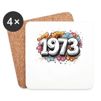 Fleurs et 1973 - Dessous de verre (lot de 4) - blanc - Devant